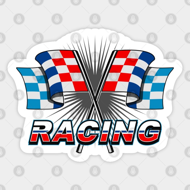 Tricolor checkered racing flag Sticker by Jiooji Project